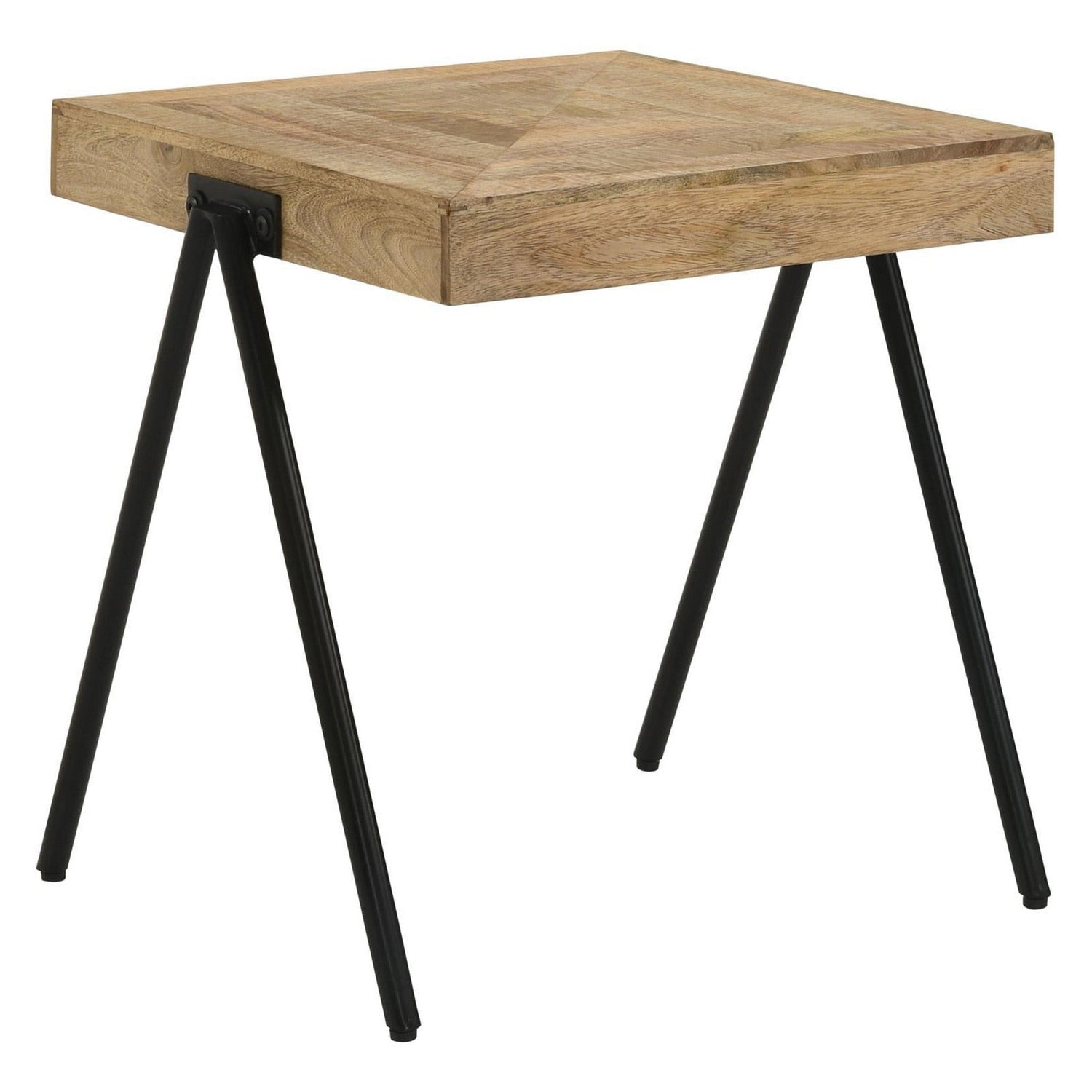 Avery Square End Table with Metal Legs Natural and Black 724317