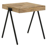 Avery Square End Table with Metal Legs Natural and Black 724317