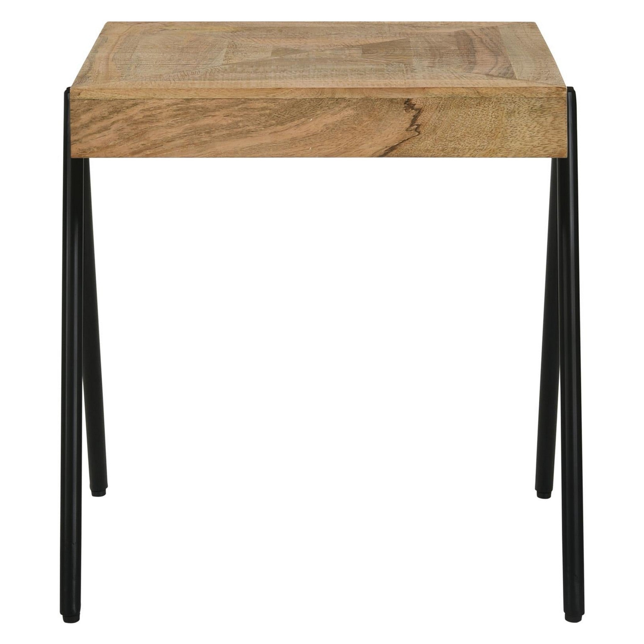 Avery Square End Table with Metal Legs Natural and Black 724317