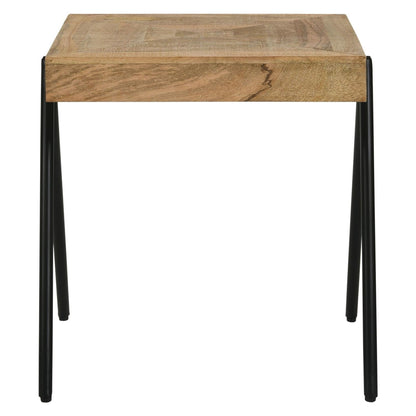 Avery Square End Table with Metal Legs Natural and Black 724317