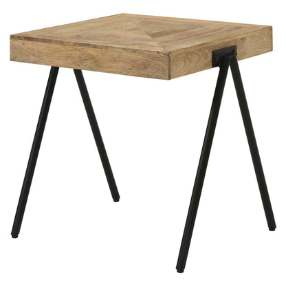 Avery Square End Table with Metal Legs Natural and Black 724317