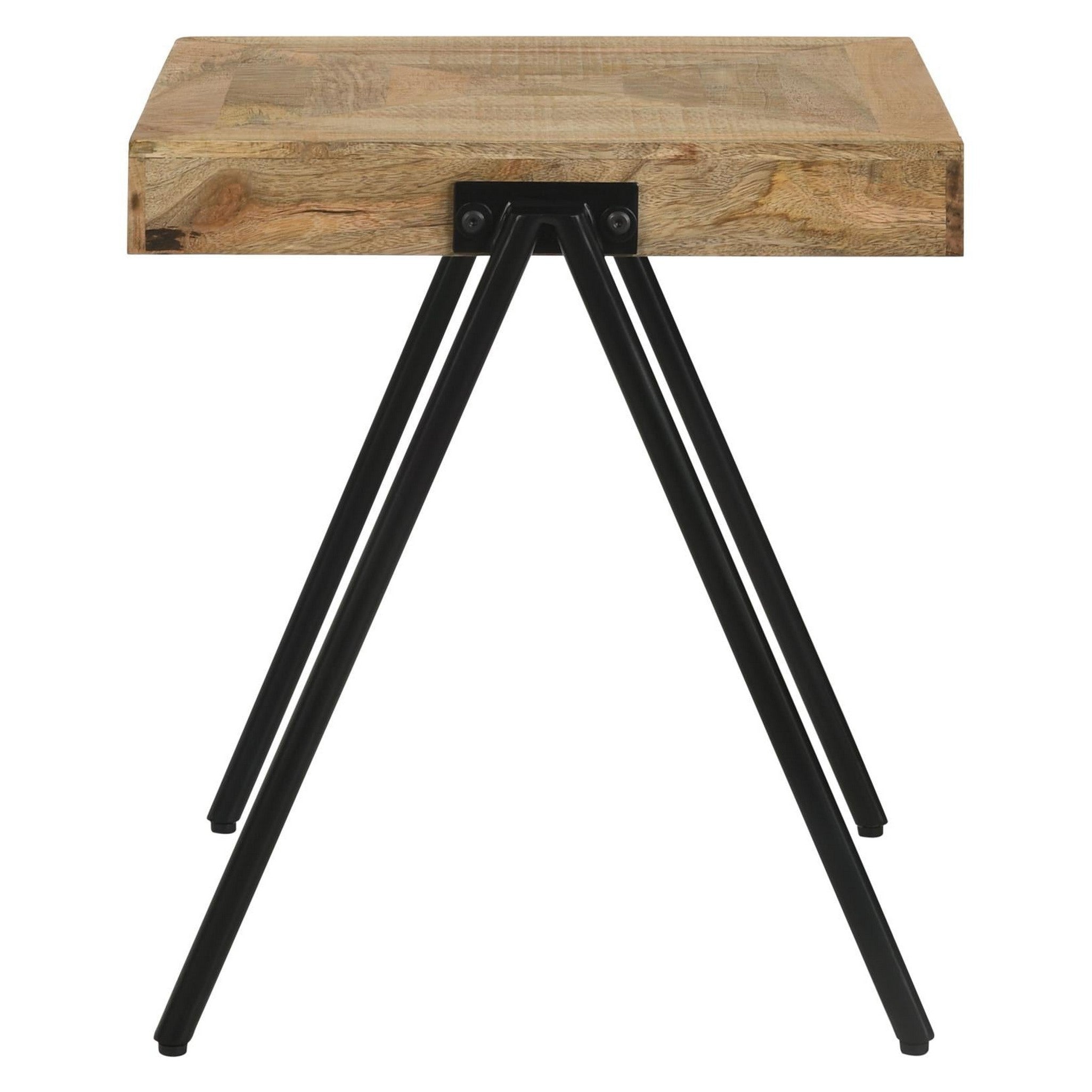 Avery Square End Table with Metal Legs Natural and Black 724317