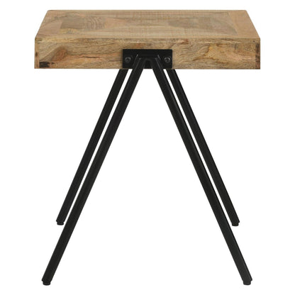 Avery Square End Table with Metal Legs Natural and Black 724317