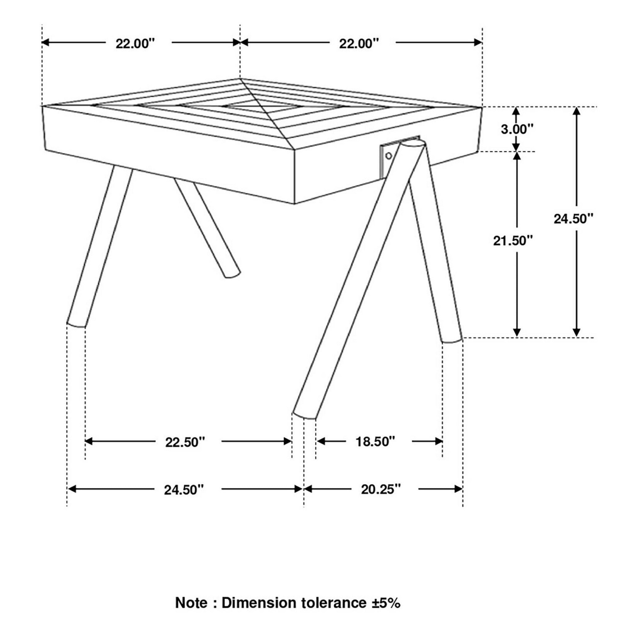 Avery Square End Table with Metal Legs Natural and Black 724317