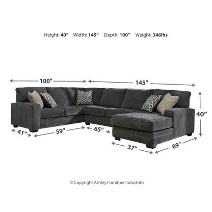 Tracling 3-Piece Sectional with Ottoman Ash-72600U1