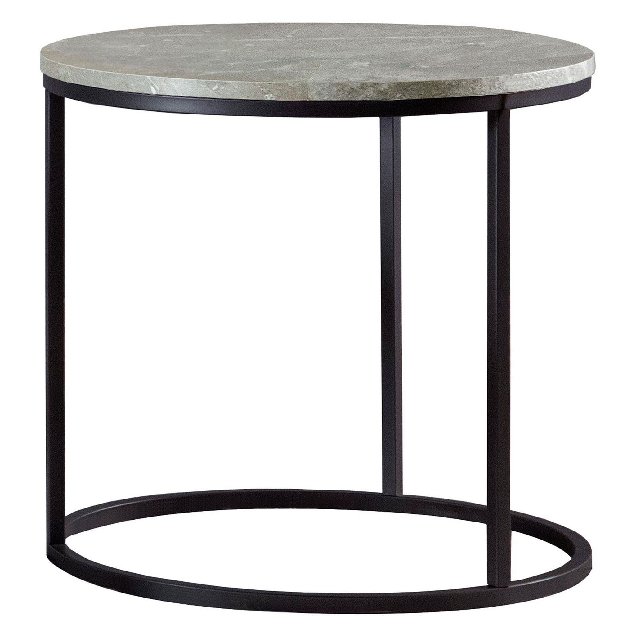 Lainey Faux Marble Round Top End Table Grey and Gunmetal 736027