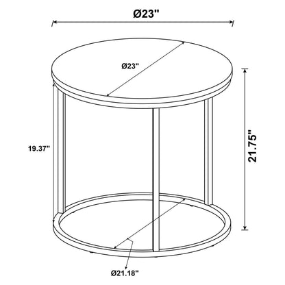 Lainey Faux Marble Round Top End Table Grey and Gunmetal 736027