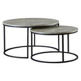 Lainey Round 2-piece Nesting Coffee Table Grey and Gunmetal 736028