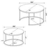 Lainey Round 2-piece Nesting Coffee Table Grey and Gunmetal 736028