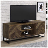 Myles 2-door TV Console with Adjustable Shelves Rustic Oak Herringbone 736052