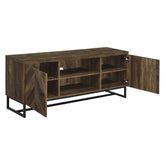 Myles 2-door TV Console with Adjustable Shelves Rustic Oak Herringbone 736052