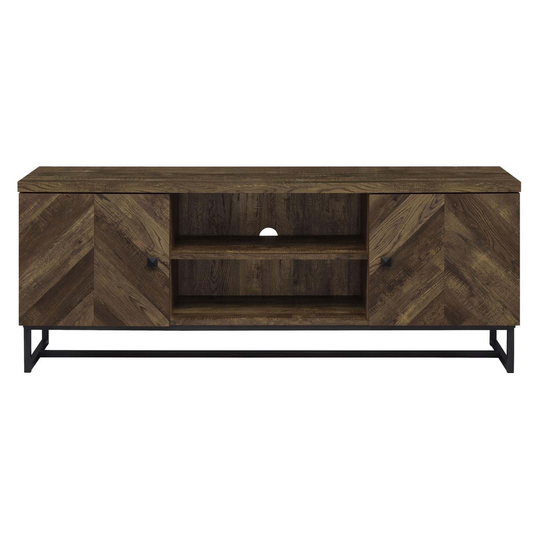 Myles 2-door TV Console with Adjustable Shelves Rustic Oak Herringbone 736052