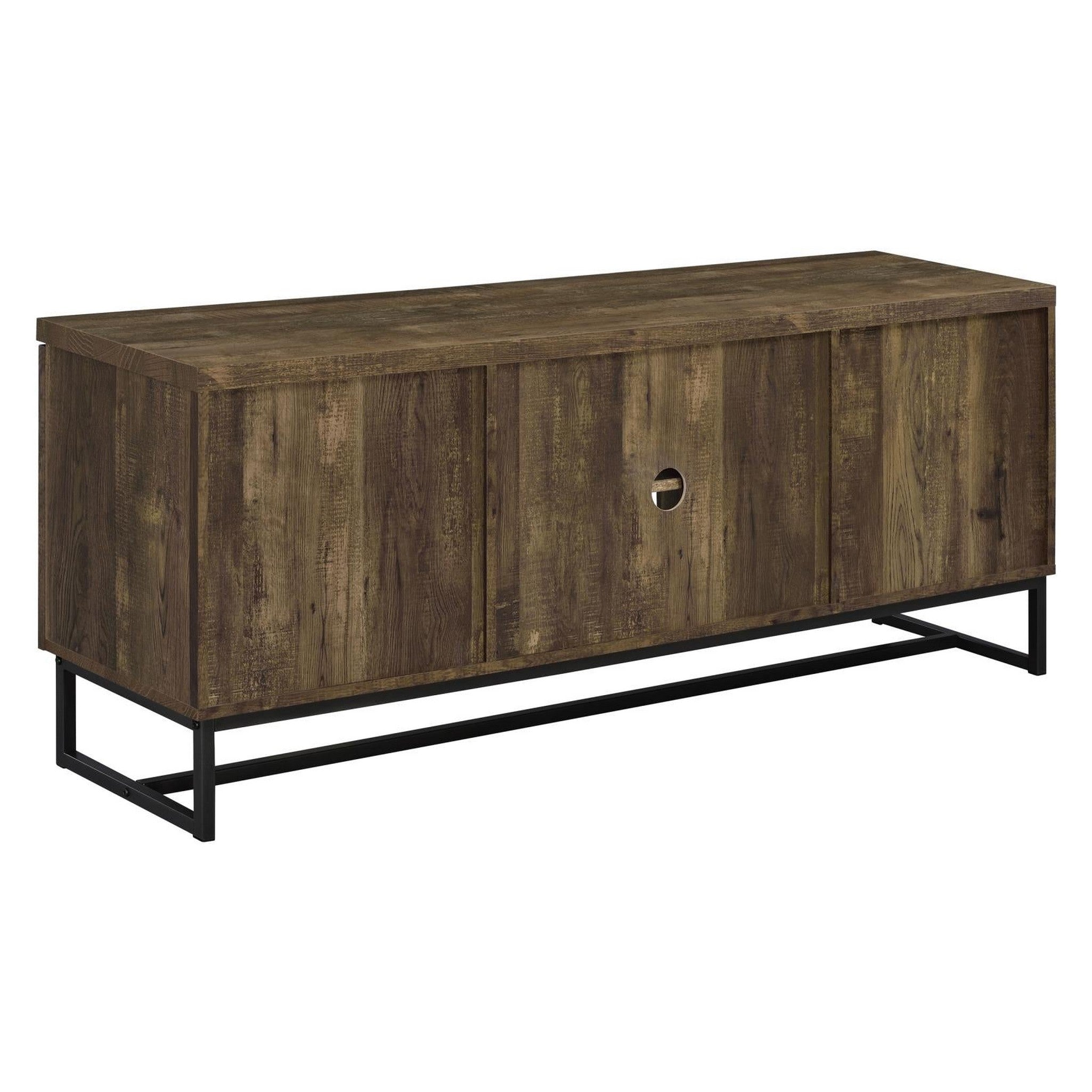 Myles 2-door TV Console with Adjustable Shelves Rustic Oak Herringbone 736052