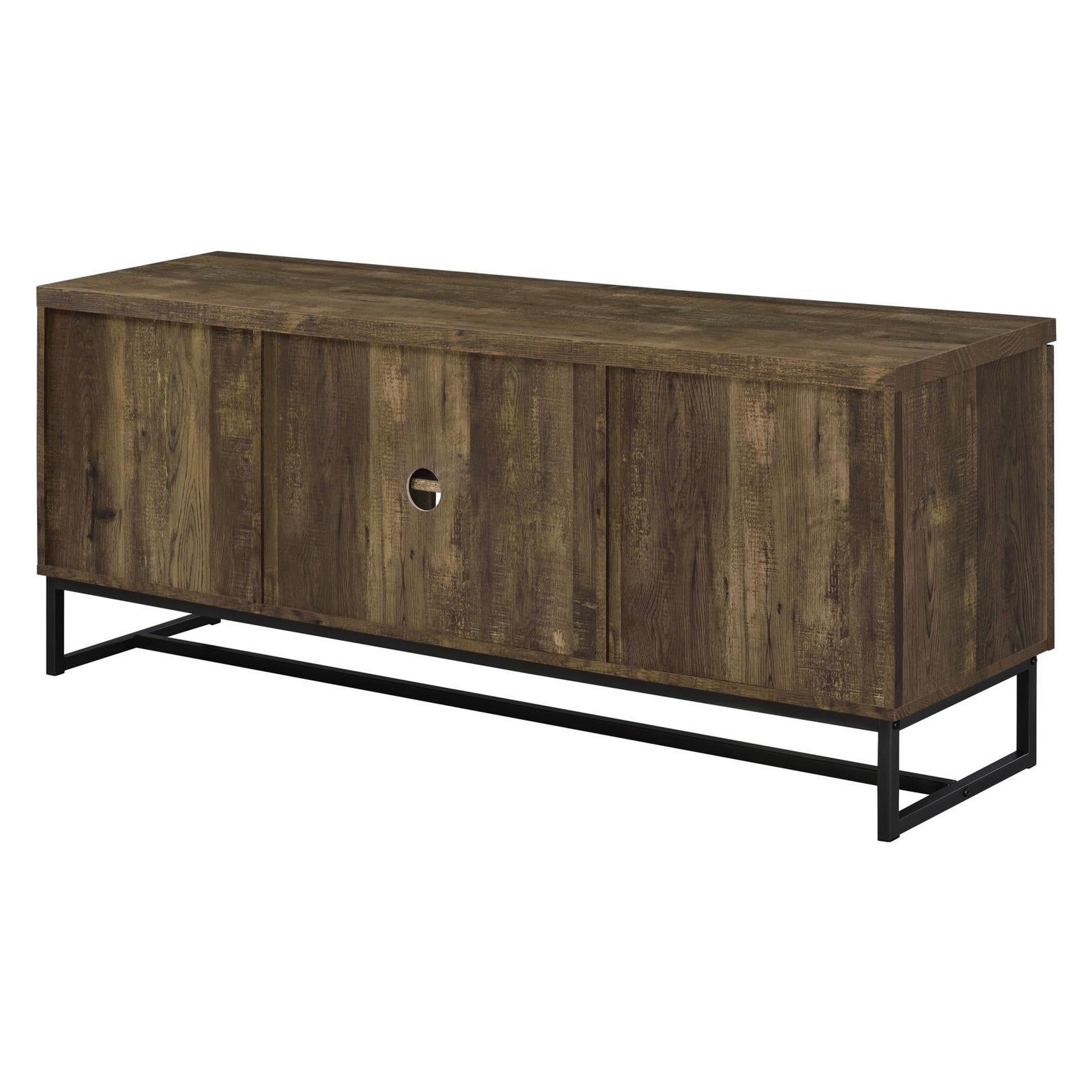 Myles 2-door TV Console with Adjustable Shelves Rustic Oak Herringbone 736052