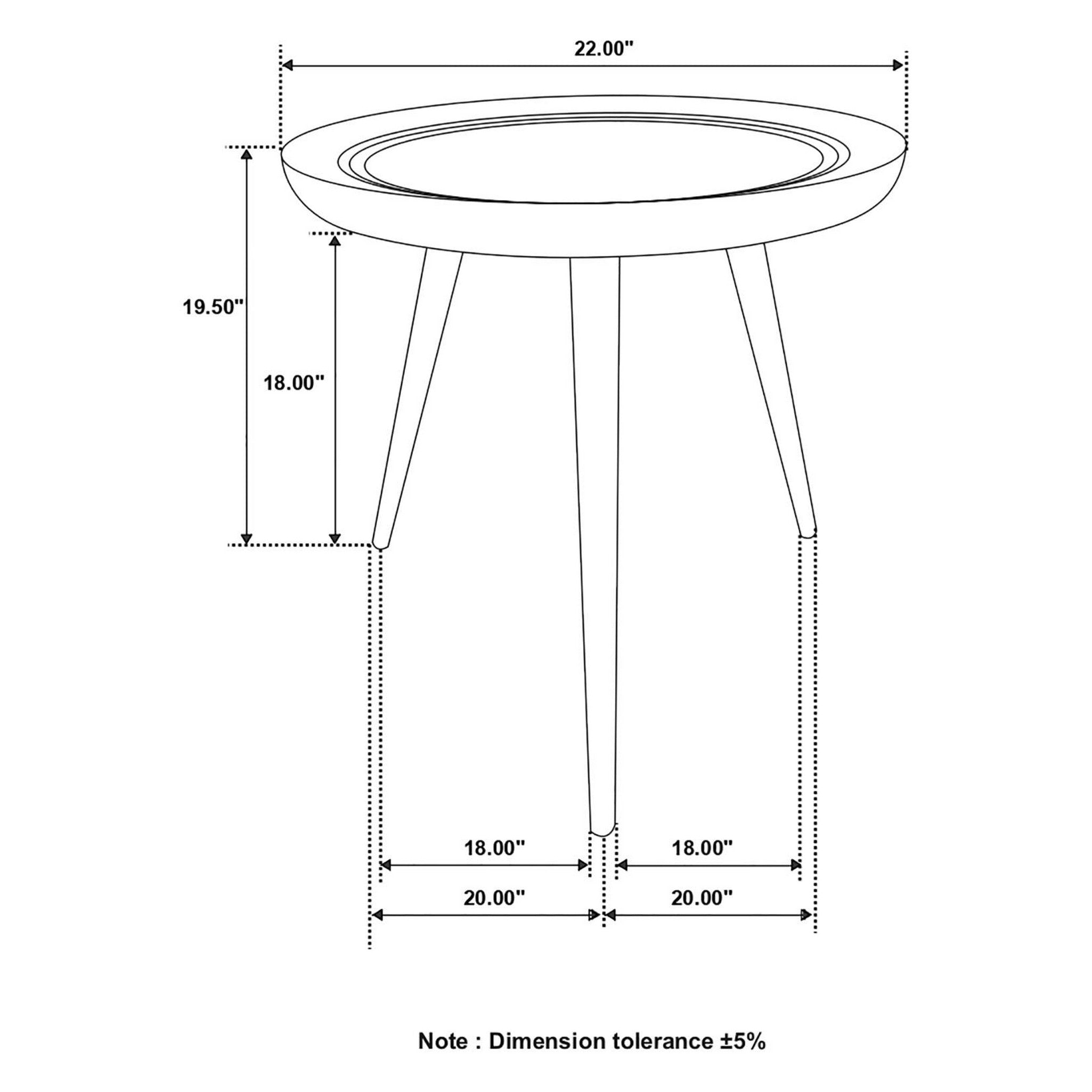 Zoe Round End Table with Trio Legs Natural and Black 736107