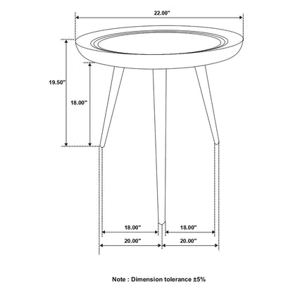 Zoe Round End Table with Trio Legs Natural and Black 736107