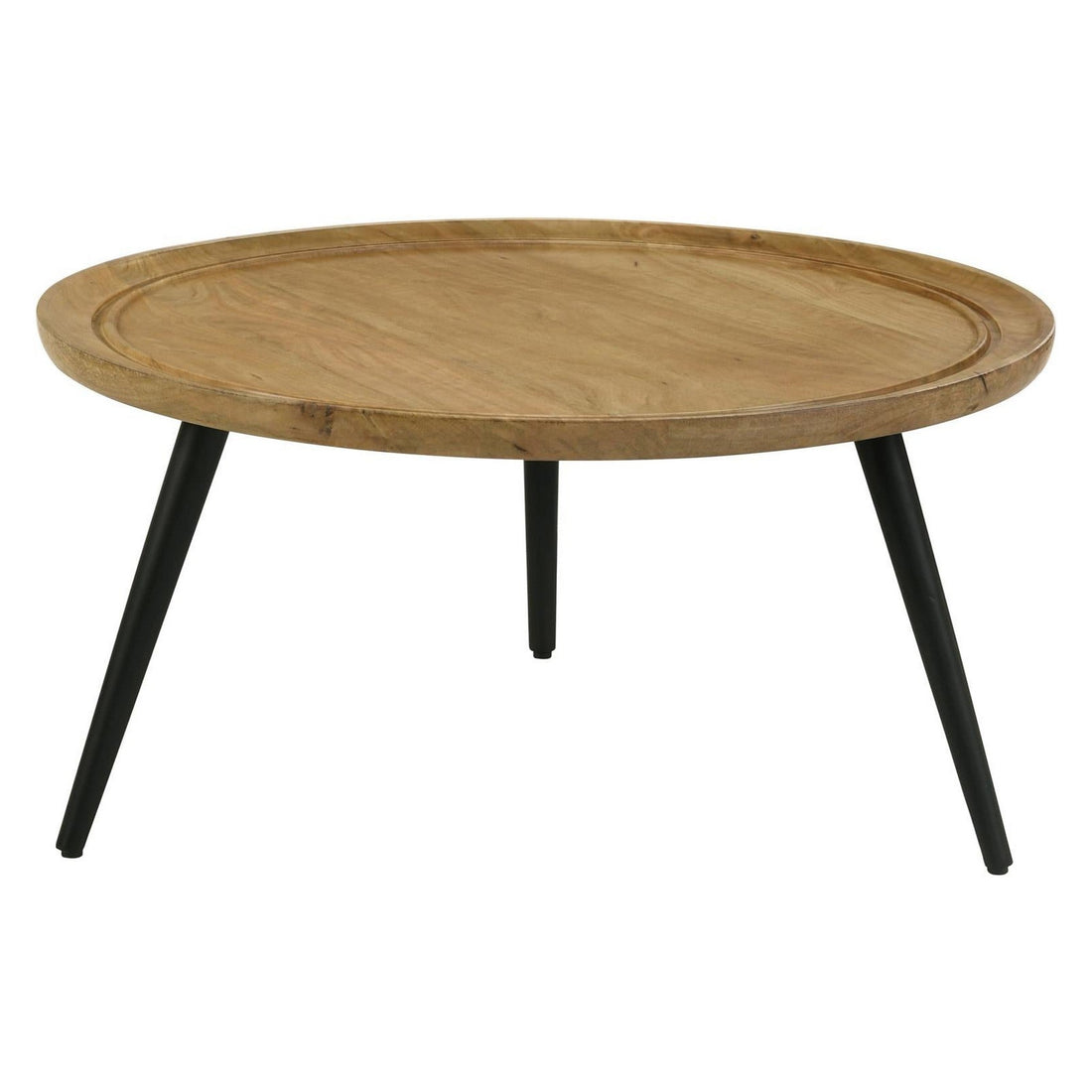 Zoe Round Coffee Table with Trio Legs Natural and Black 736108