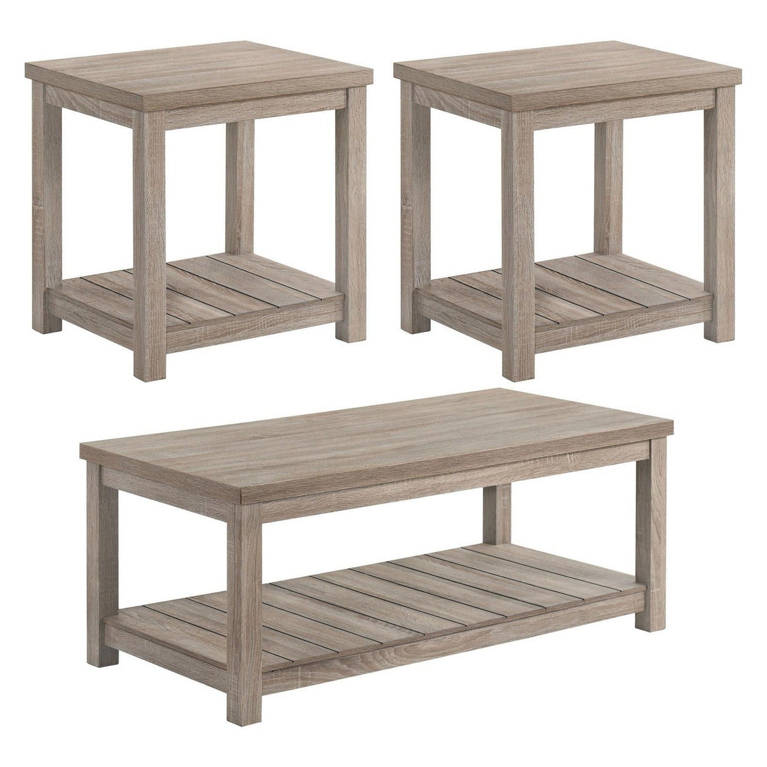 Bairn 3-piece Occasional Set with Open Shelves Greige 736136