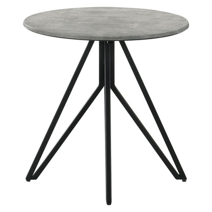 Hadi Round End Table with Hairpin Legs Cement and Gunmetal 736177