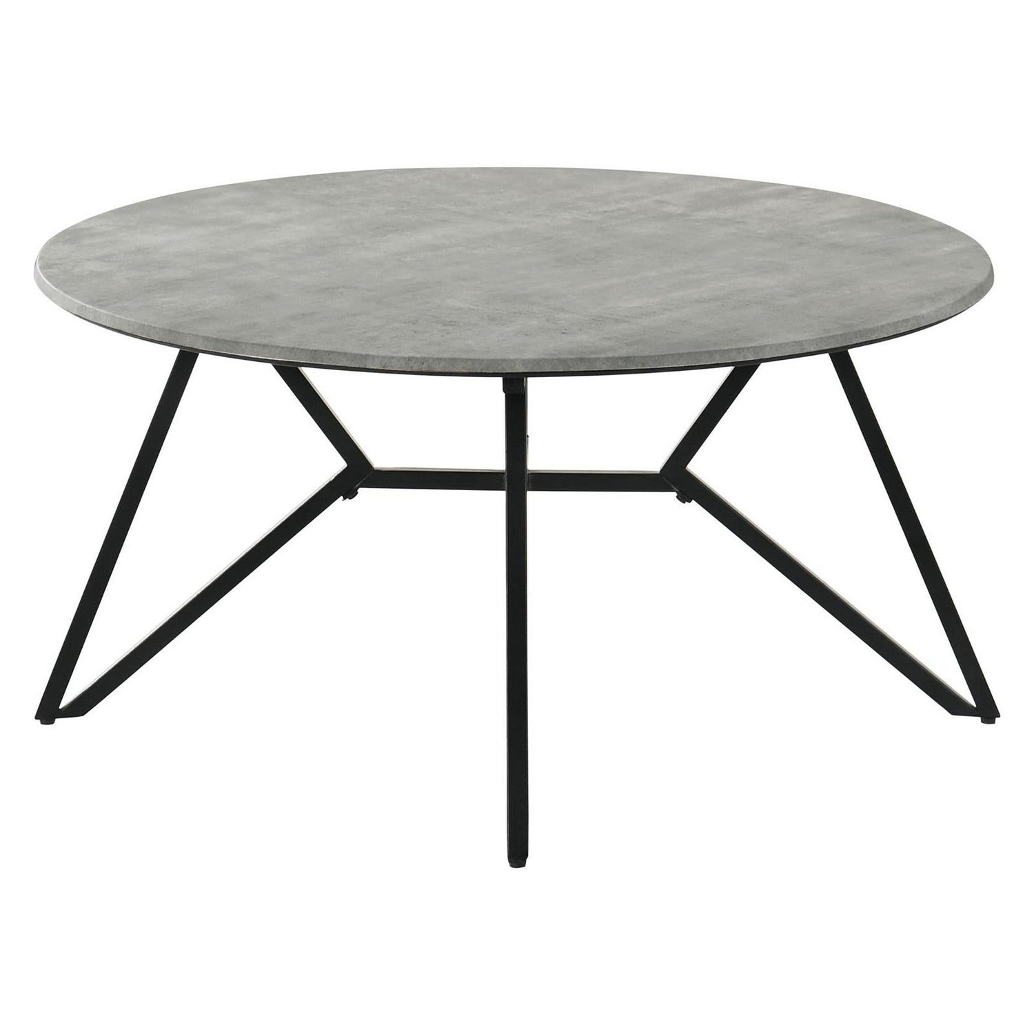 Hadi Round Coffee Table with Hairpin Legs Cement and Gunmetal 736178