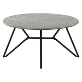 Hadi Round Coffee Table with Hairpin Legs Cement and Gunmetal 736178