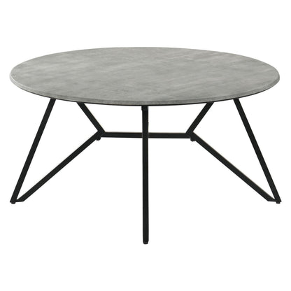 Hadi Round Coffee Table with Hairpin Legs Cement and Gunmetal 736178