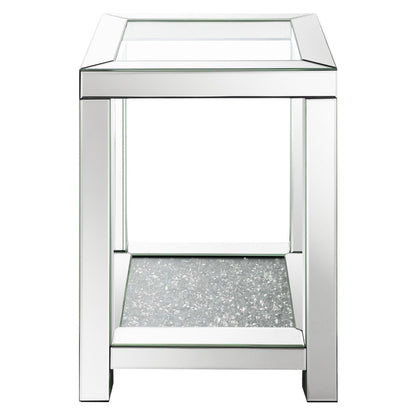 Valentina Square End Table with Glass Top Mirror 736217