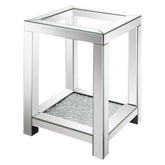 Valentina Square End Table with Glass Top Mirror 736217