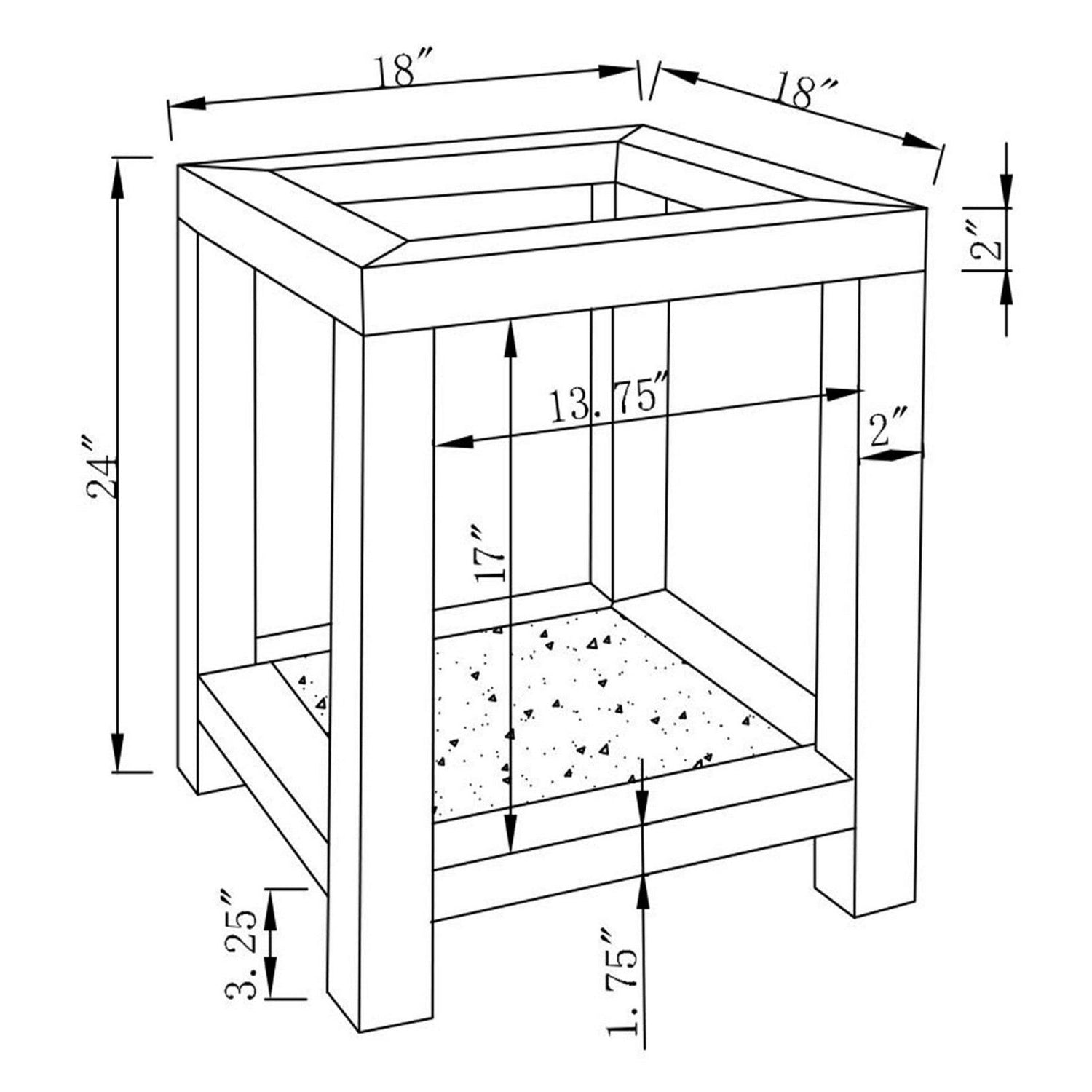 Valentina Square End Table with Glass Top Mirror 736217