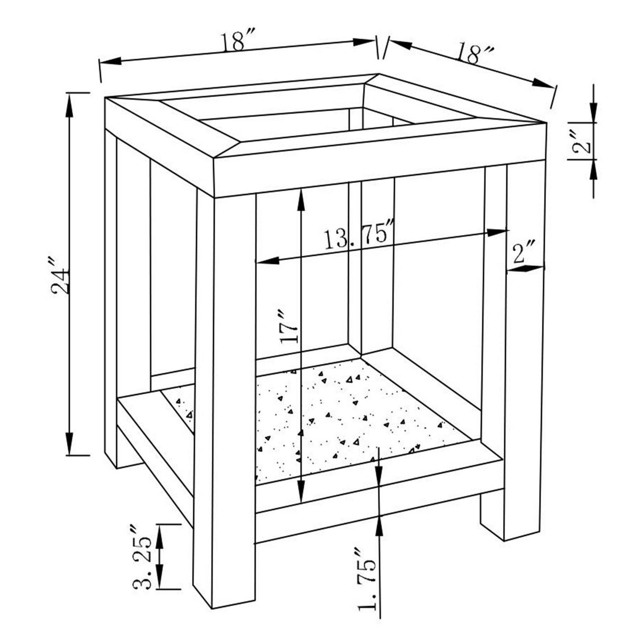 Valentina Square End Table with Glass Top Mirror 736217