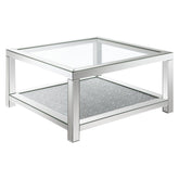 Valentina Rectangular Coffee Table with Glass Top Mirror 736218