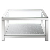 Valentina Rectangular Coffee Table with Glass Top Mirror 736218