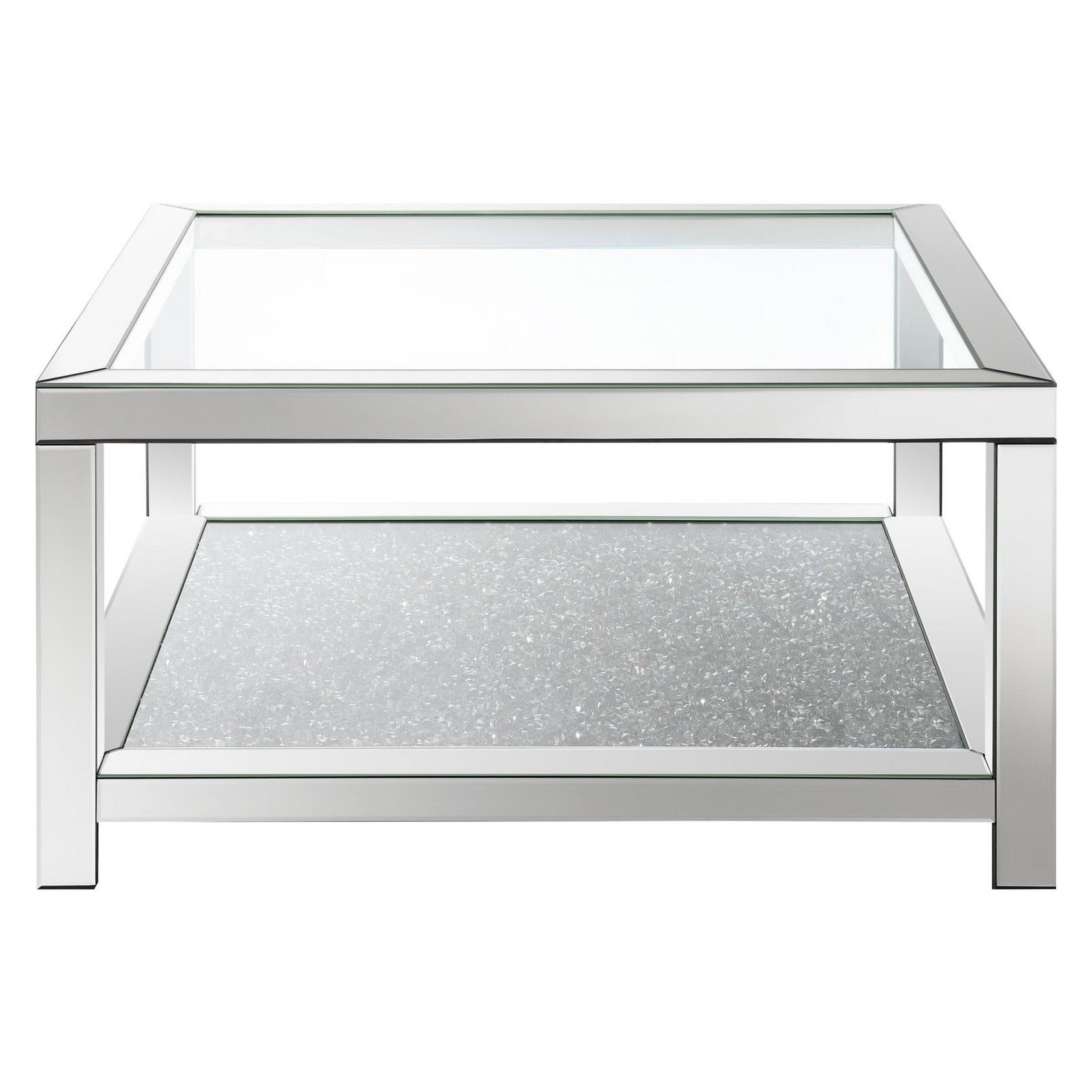 Valentina Rectangular Coffee Table with Glass Top Mirror 736218