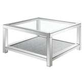 Valentina Rectangular Coffee Table with Glass Top Mirror 736218