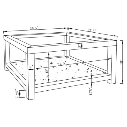 Valentina Rectangular Coffee Table with Glass Top Mirror 736218