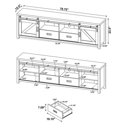 Madra Rectangular TV Console with 2 Sliding Doors 736273