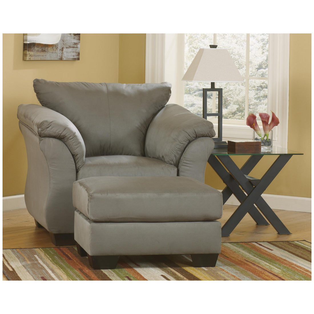 Darcy Chair and Ottoman Ash-75005U7