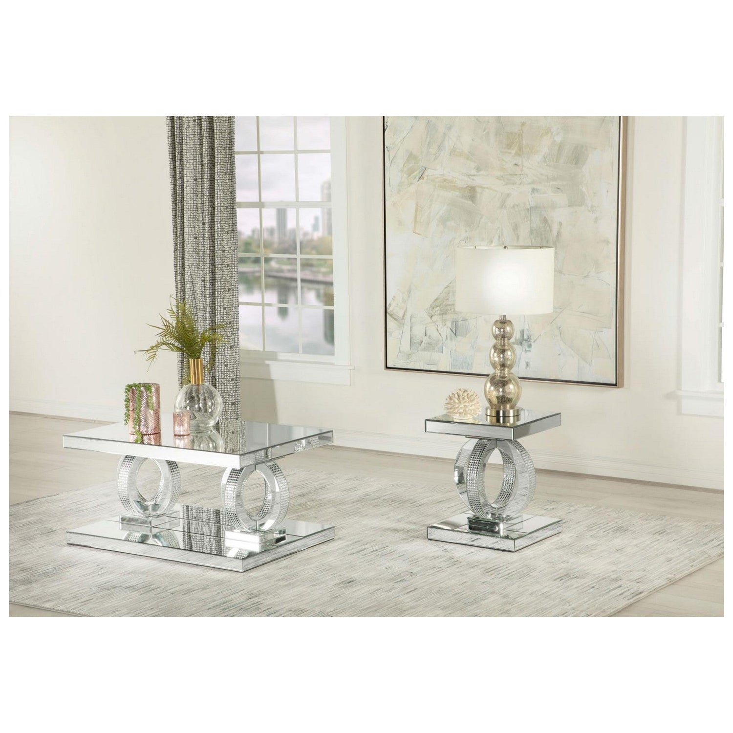 Breena Square End Table Mirror 753277