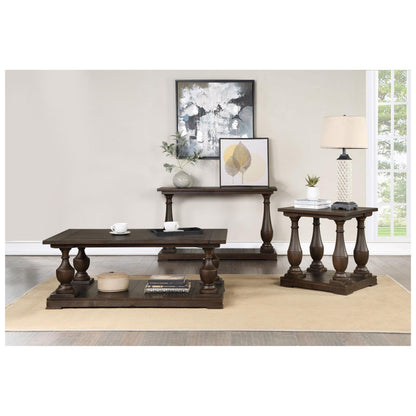 Walden Rectangular End Table with Turned Legs and Floor Shelf Coffee 753377