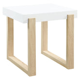 Pala Rectangular End Table with Sled Base White High Gloss and Natural 753397