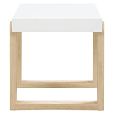 Pala Rectangular End Table with Sled Base White High Gloss and Natural 753397