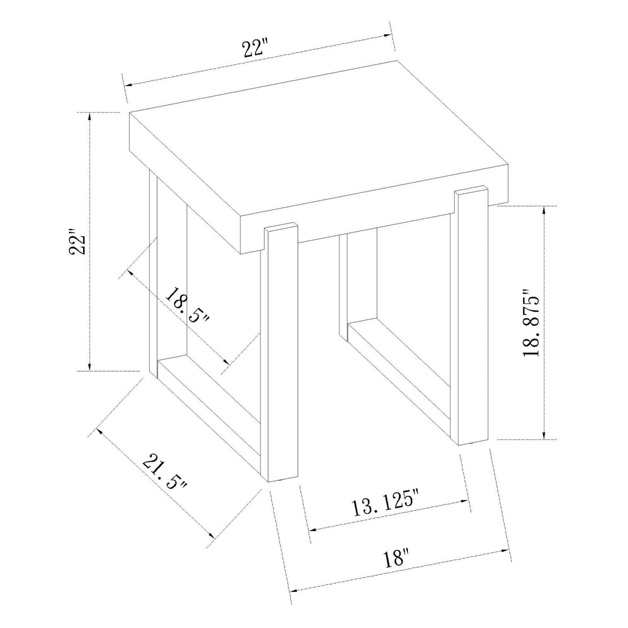 Pala Rectangular End Table with Sled Base White High Gloss and Natural 753397