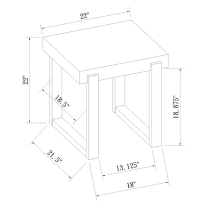 Pala Rectangular End Table with Sled Base White High Gloss and Natural 753397