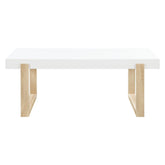 Pala Rectangular Coffee Table with Sled Base White High Gloss and Natural 753398