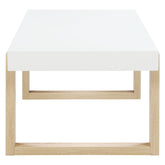 Pala Rectangular Coffee Table with Sled Base White High Gloss and Natural 753398