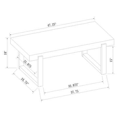 Pala Rectangular Coffee Table with Sled Base White High Gloss and Natural 753398