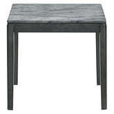 Square End Table Faux Grey Marble and Black 753517