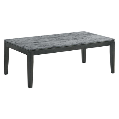 Rectangular Coffee Table Faux Grey Marble and Black 753518