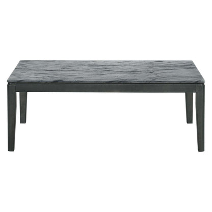 Rectangular Coffee Table Faux Grey Marble and Black 753518