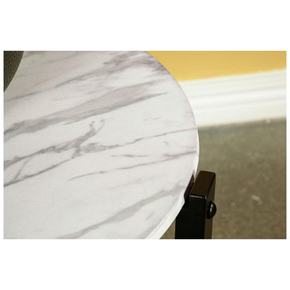 Tandi Round End Table Faux White Marble and Black 753537